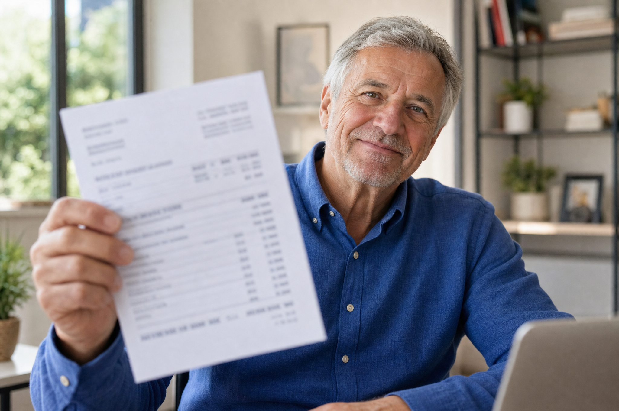 Een ontspannen Nederlands stel bekijkt samen mogelijkheden om geld te besparen